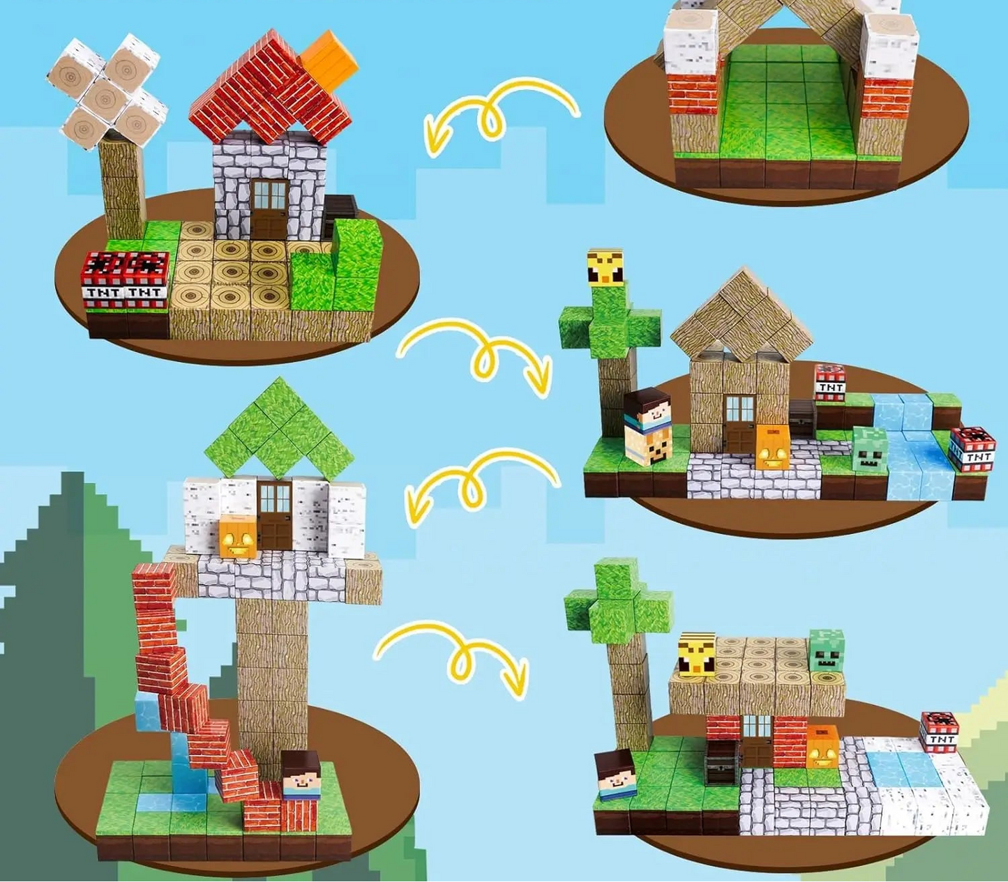 Blocs Magnétiques Enfant – Construction STEM Mine World