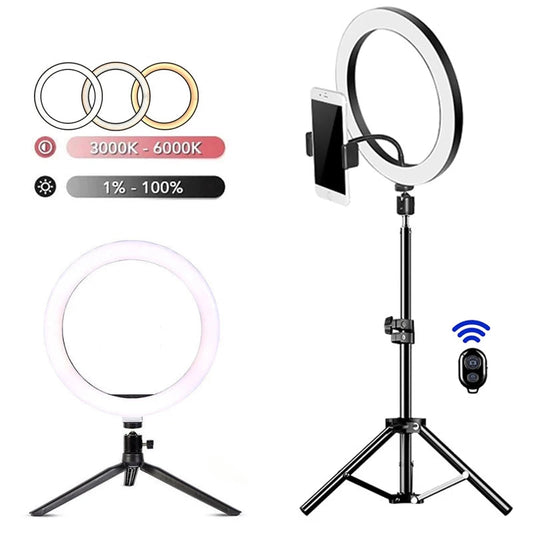 Anneau LED Selfie avec Trépied – Vidéo & Streaming