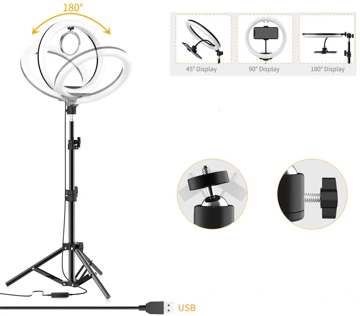 Anneau LED Selfie avec Trépied – Vidéo & Streaming